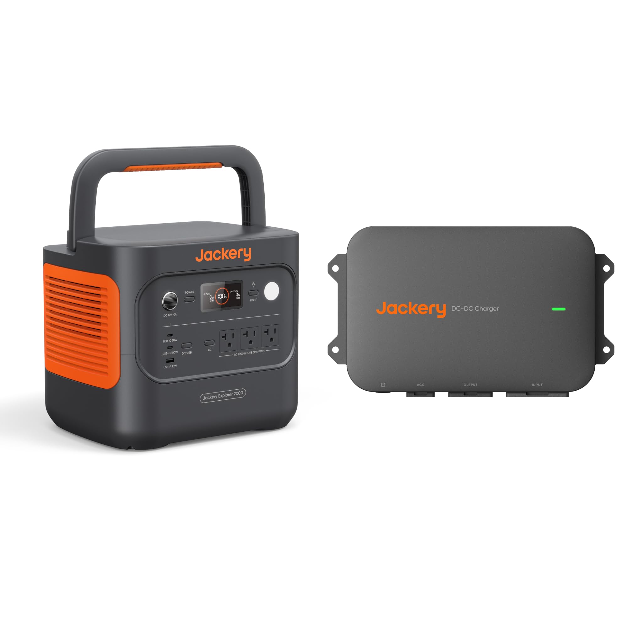 Jackery Explorer 2000 v2 and DC-DC Alternator Charger, 2042Wh, 2200W Output