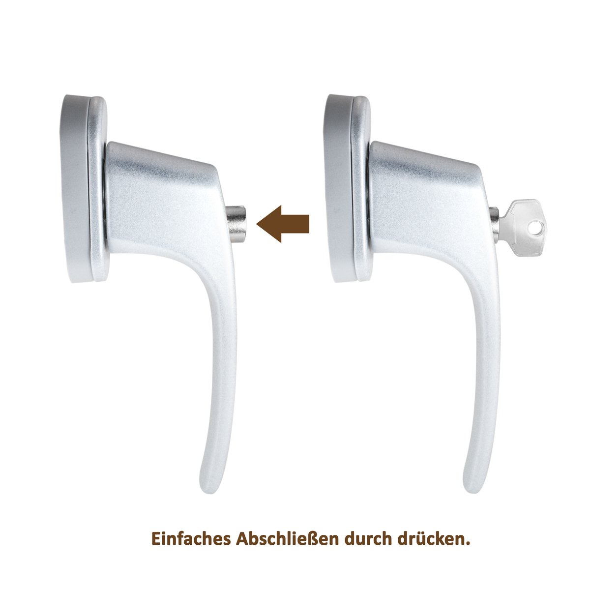 4 x Alu Fenstergriff in Weiß abschließbar - Stiftlänge 30mm