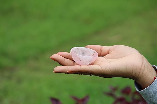 Miniatura 6 de Jet International Crystal Jet Natural - Cuenco de cuarzo rosa de 2 pulgadas, libreto de terapia, piedras preciosas espirituales, limpieza de