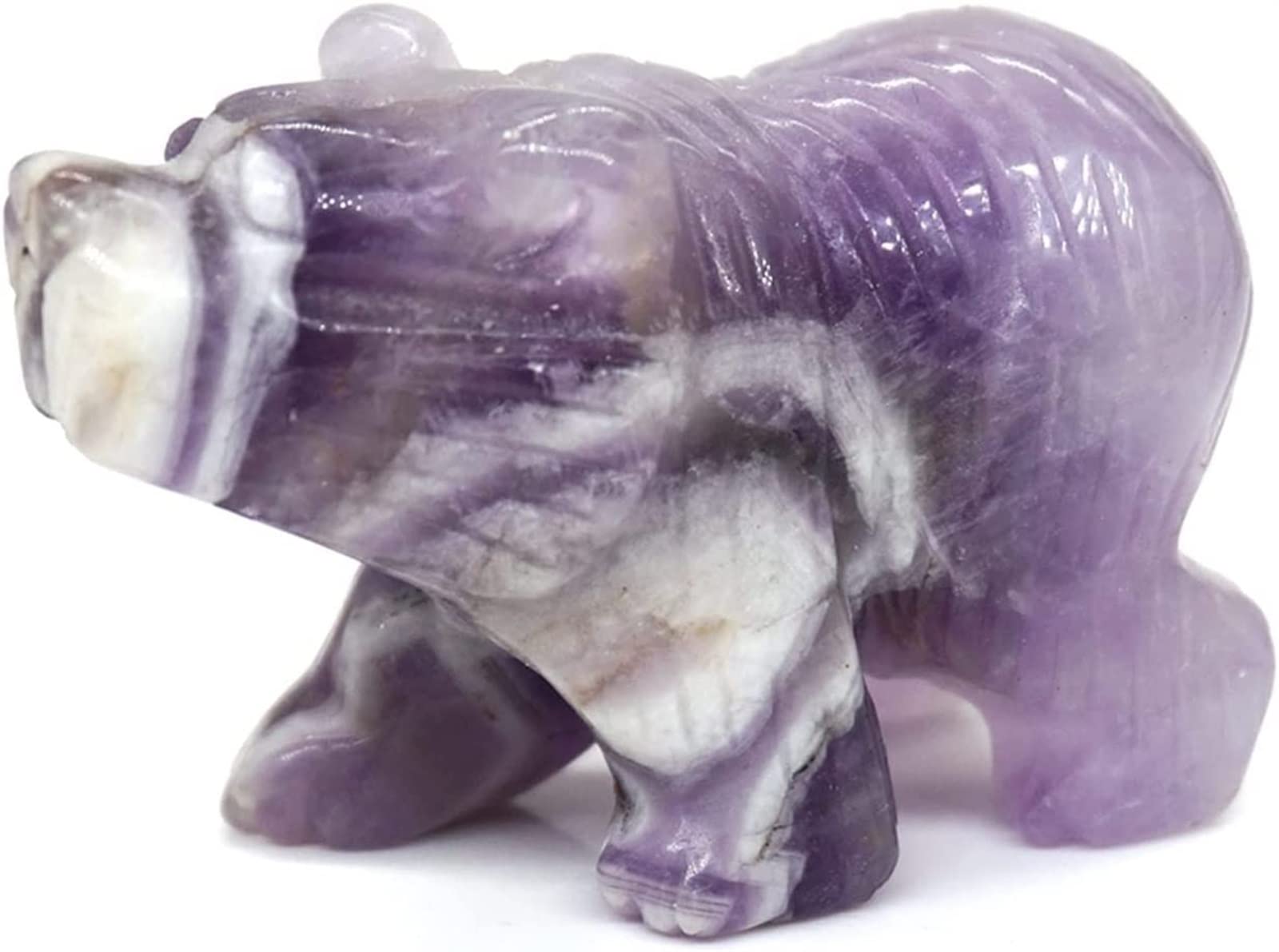 Statue loup en agate fleurie pour deco zen salon bureau et lithotherapie naturelle