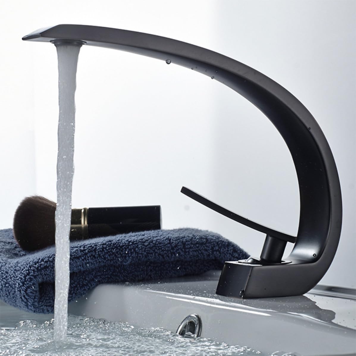 Rubinetto Monoforo Nero per Lavabo Bagno con Cartuccia Ceramica