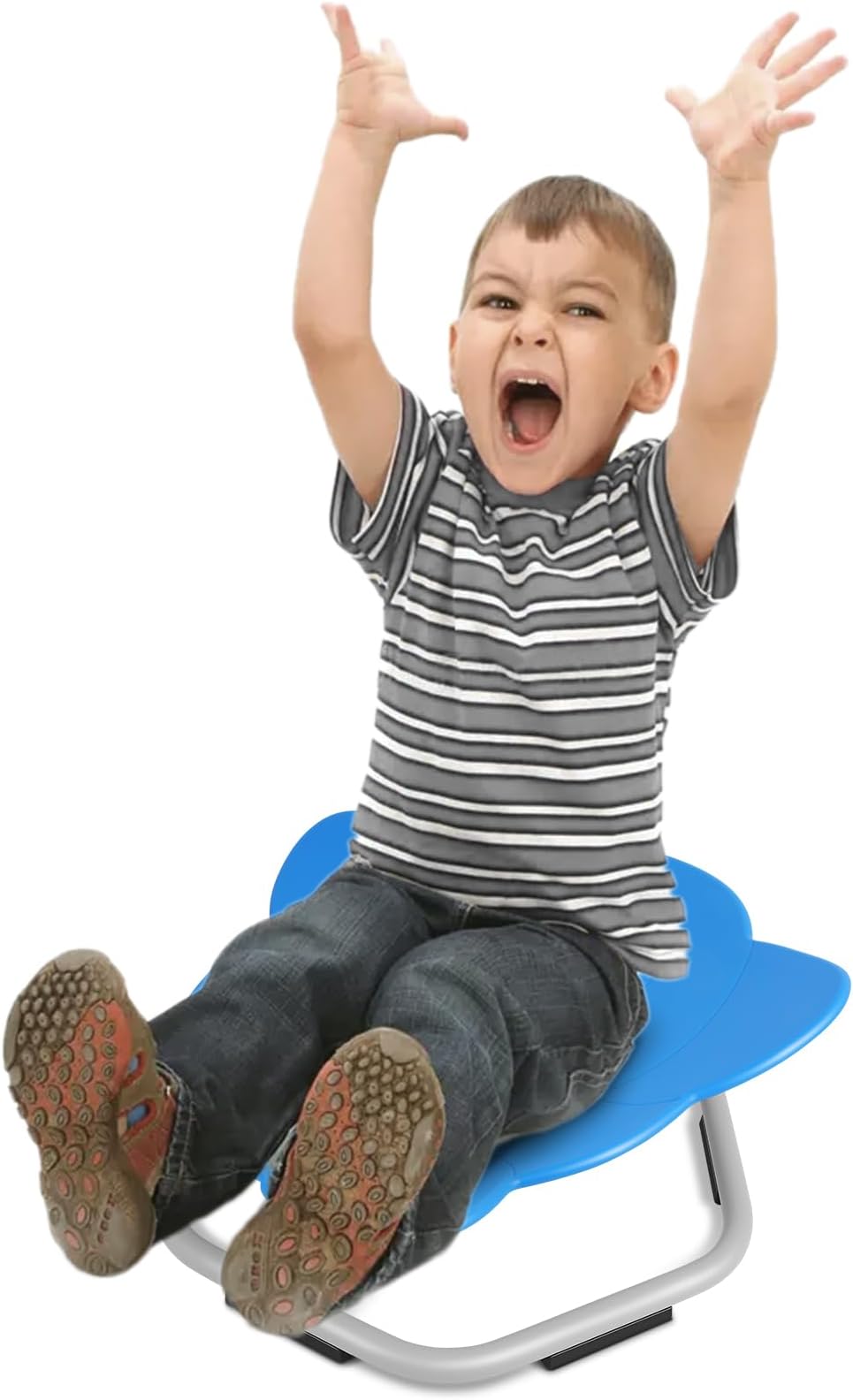 GCCSJSensory Toys Kids Swivel Chair, Autism Kids Swivel Chair, Sit and Spin Seat Balance Chair Indoor for Child Age 3+, Regulating Toddler’s Body Balance, Metal Base Non-Slip Dark Blue