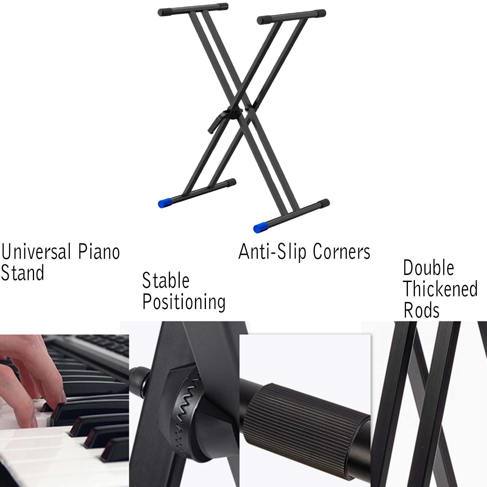 GCGC Keyboardständer Im X-Stil Mit Doppelstrebe, E-Piano-Keyboardständer Mit X-Strebe, Höhenverstellbar, Dreieckiger, Stabiler Klappständer for Das Heimstudio