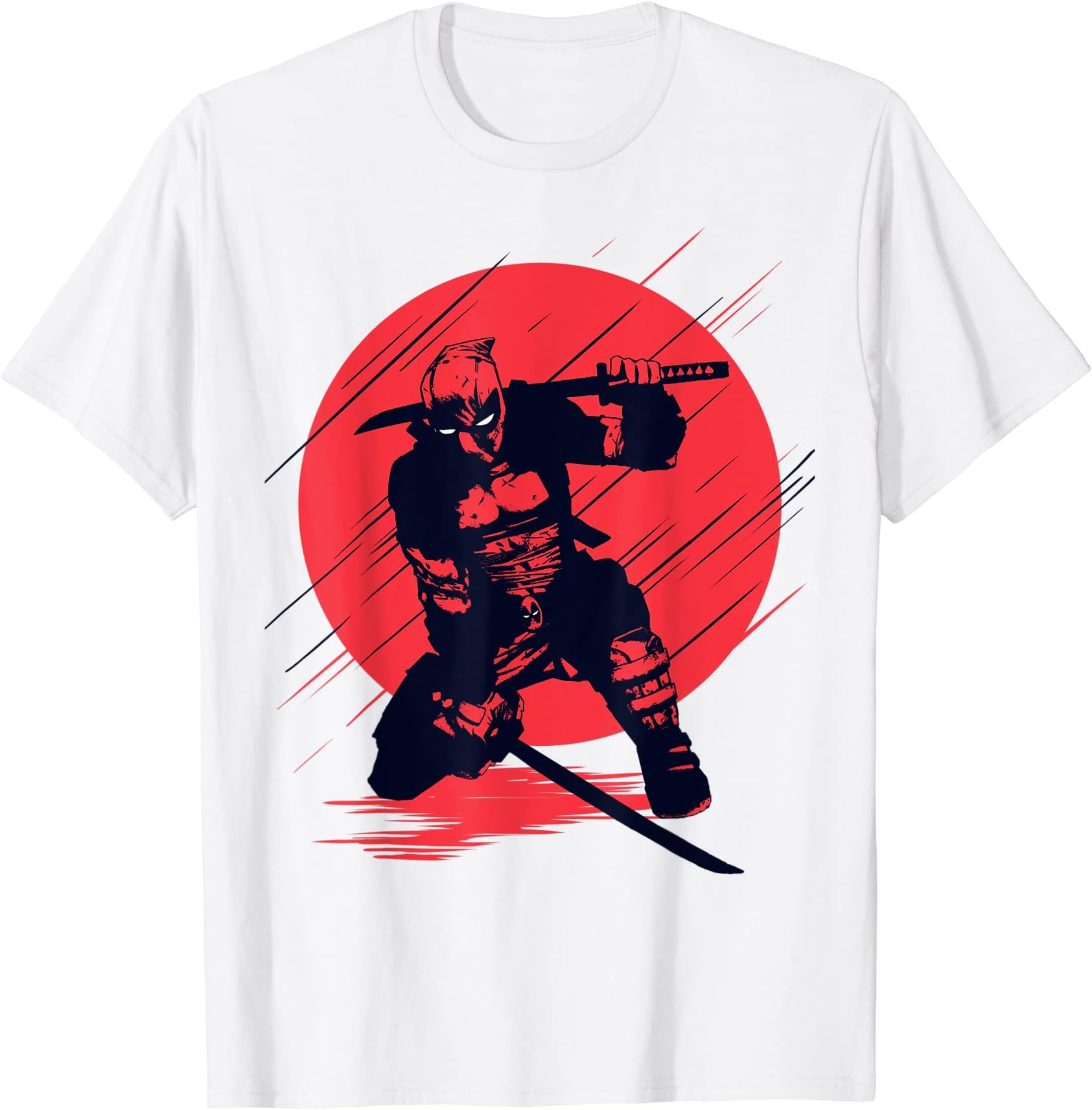 Marvel Deadpool Red Moon Samurai Graphic T-Shirt