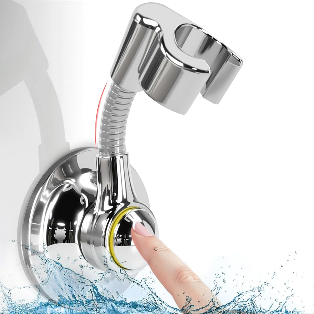 Support de Pommeau de Douche à Ventouse, Support de Douche Réglable, Rotatif à 360°, Supports Douchette Sans Perçage Supports de Douches à Main pour Caravane, Camping-car, Salle de Bain