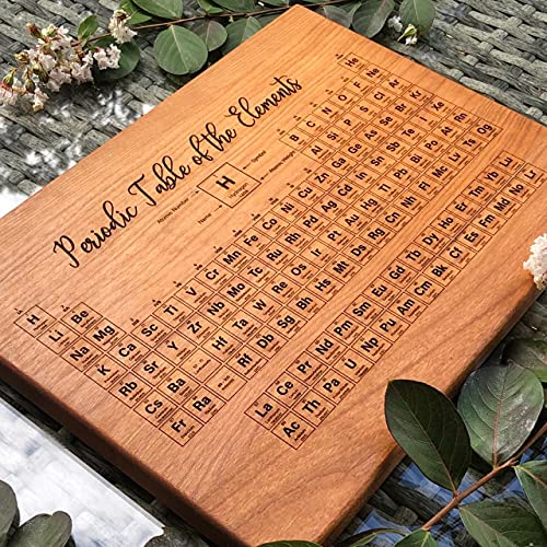 Tabla de cortar rectangular de madera de cerezo con grabado de la Tabla Periódica, 9x12 pulgadas miniatura 2