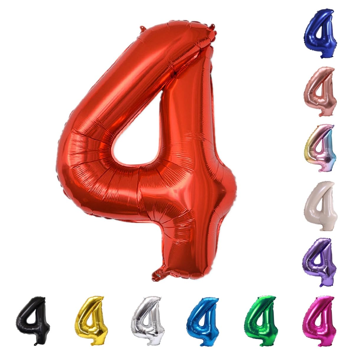 YPSelected 32 Inch Large Foil Helium Number Balloon Birthday Wedding Party 0-9 (Red, 4)