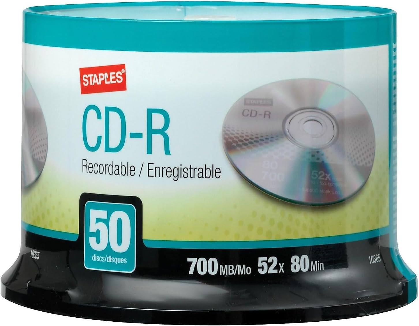 Amazon.com: STAPLES 452555 700Mb 80Min 52X Cd-R Spindle 50/Pack (10365 ...