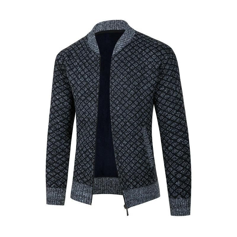Chaqueta de punto con forro de felpa para hombre en color gris para otoño 3