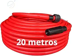 Mangueira de Jardim Premium Silicone 20 Metros 1/2 Polegada parade 2mm com Esguicho Regulável Laranja que não dobra pode ficar exposta ao sol e usar na maquina Lavadoura domestica