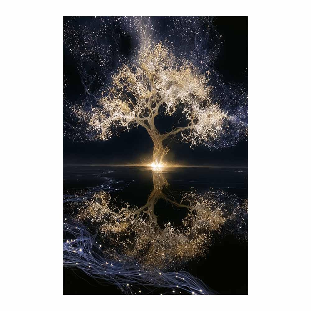 PUQAAEO Tree Of Life Wall Art Starry Moon Bonsais Modern Abstract Print Poster,Aesthetic Wall Art For Farmhouse Home Wall Hanging Decoration Supplies(Multicolor)-80x120cm Unframed