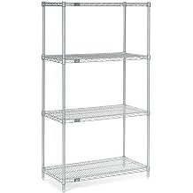 Nexel Adjustable Wire Shelving Unit, 4 Tier, Commercial Dry Storage Rack, 12" x 36" x 63", Chrome