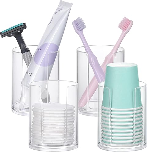 Miniatura 8 de Dispensador de tazas de baño, soporte desechable para enjuague bucal para vasos de papel pequeños de 3 a 4 onzas, dispensador de vasos de plástico