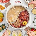Dezin 5-QT Double-flavor Shabu Shabu Pot with Divider, Dual Sided Nonstick Hot Pot, 12 Inch Divided Stockpot for Cooking, Hotpot for Induction Cooktop, Gas Stove & Hot Burner, Soup Ladle Included - Image 2
