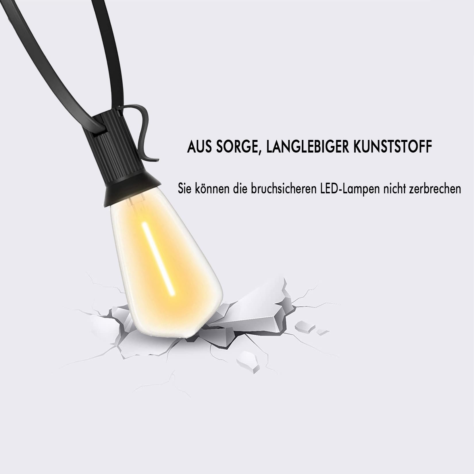 Catena luminosa a LED per esterni, 60 m, corrente esterna, con 100 + 4 pezzi, luce bianca calda, 2700 K, ST38, in plastica, IP44, impermeabile, per pergolato, matrimoni, feste, 2 pezzi