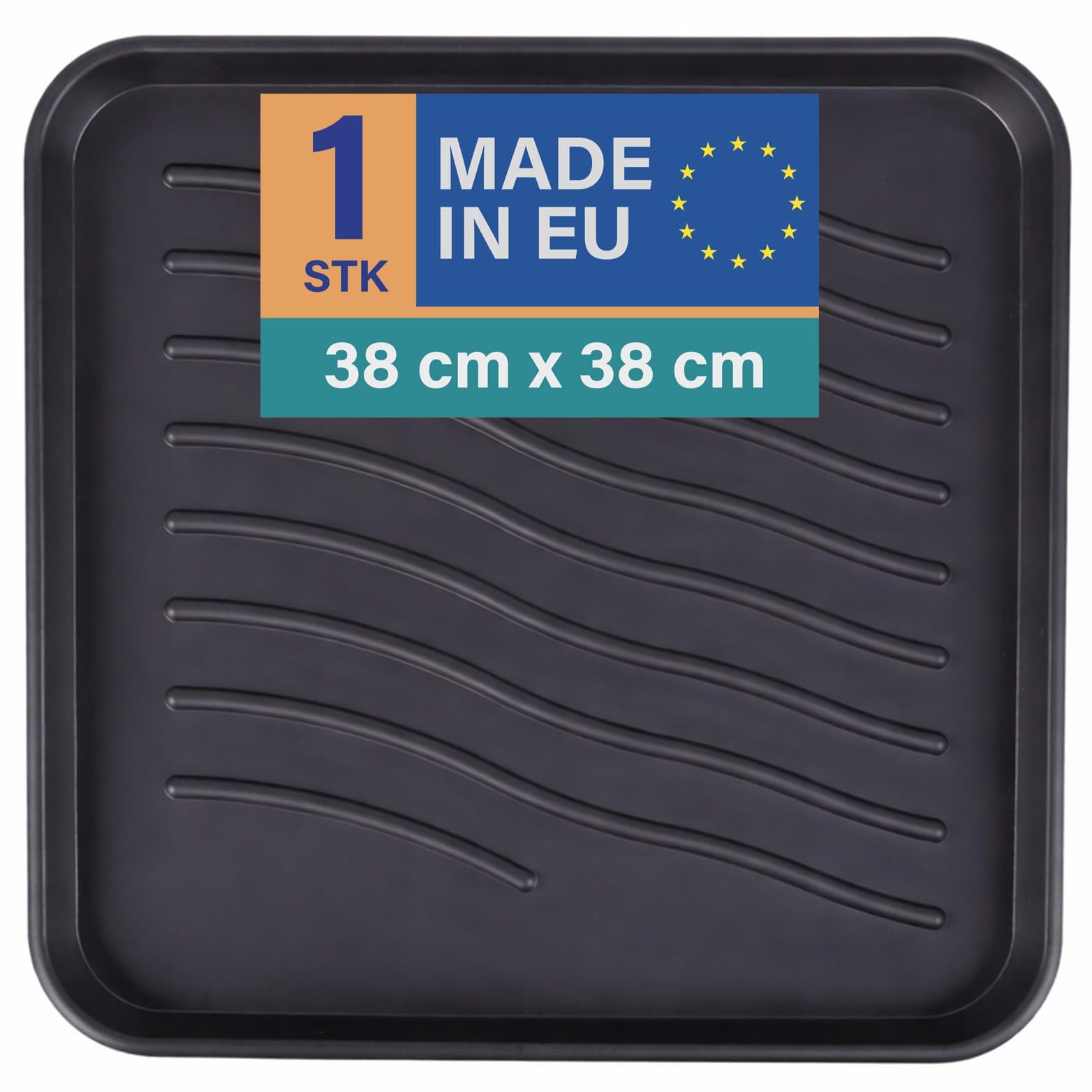 Bestlivings Schuhabtropfschale (Schwarz) Schuhablage (38x38x2,5cm) wasserdichte Schuhwanne - Aptropfunterlage für schmutzige und nasse Schuhe, Schuhmatte für Haus Garten