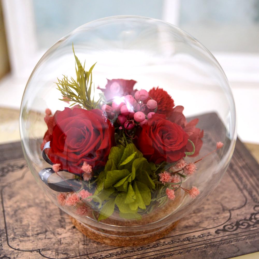 Amazon｜プリザーブドフラワー ガラスドーム 1個 花 ギフト ボトル