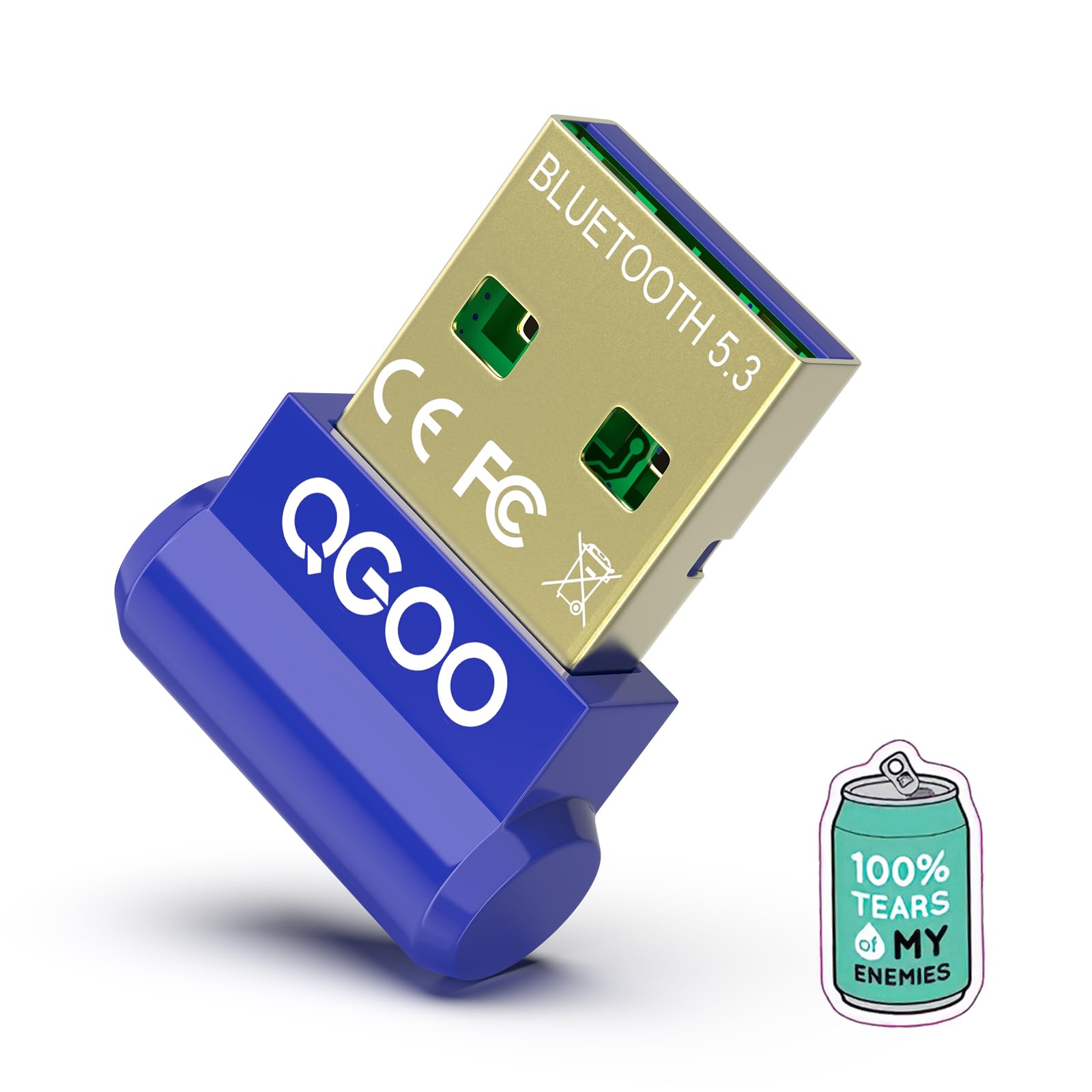 USB Bluetooth Adapter for PC - QGOO Bluetooth Dongle 5.3 EDR, Wireless Bluetooth Receiver for Desktop Computer Laptop Bluetooth Windows 8.1/10/11（blue-216）