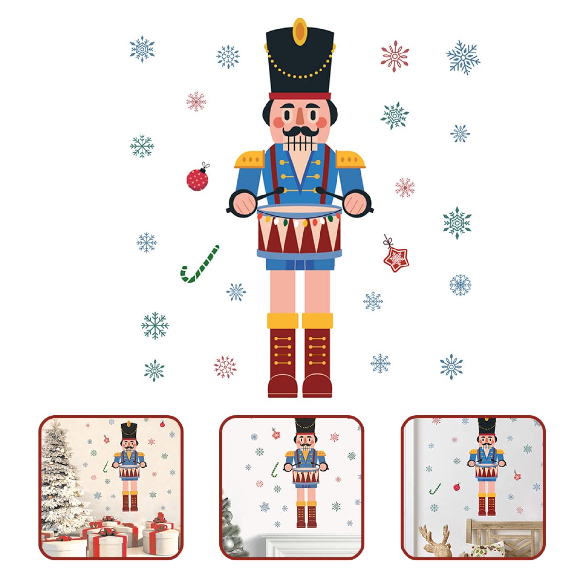 Abaodam 3stücke Weihnachtliche Fensterdeko Selbstklebende Nutcracker Schneeflocken Aufkleber Für Fenster Türen Glatte Oberflächen Weihnachtsdeko Für Zuhause Einfach Anzubringen