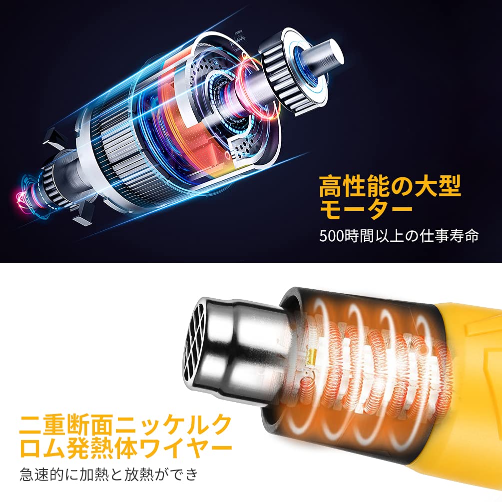 Amazon | ヒートガン ホットガン - 2段階風量 無段階調温 1500w