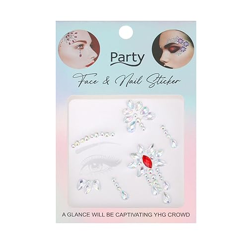 Halloween Spider Face Tattoo Stickers 2pcs Black & Red Spider Web Face Gems for Women Spider web, Tear Drop, Diamond design Face Jewels for Costume Party, Scary Makeup Accessories(Flower -style 1)