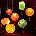 Xidouyuer Set of 10 Multicolor Round Paper Lanterns, 6inches, LED Lights, Cherry Blossom Design, Water Resistant, Perfect for Dinner or Birthday Party Decor