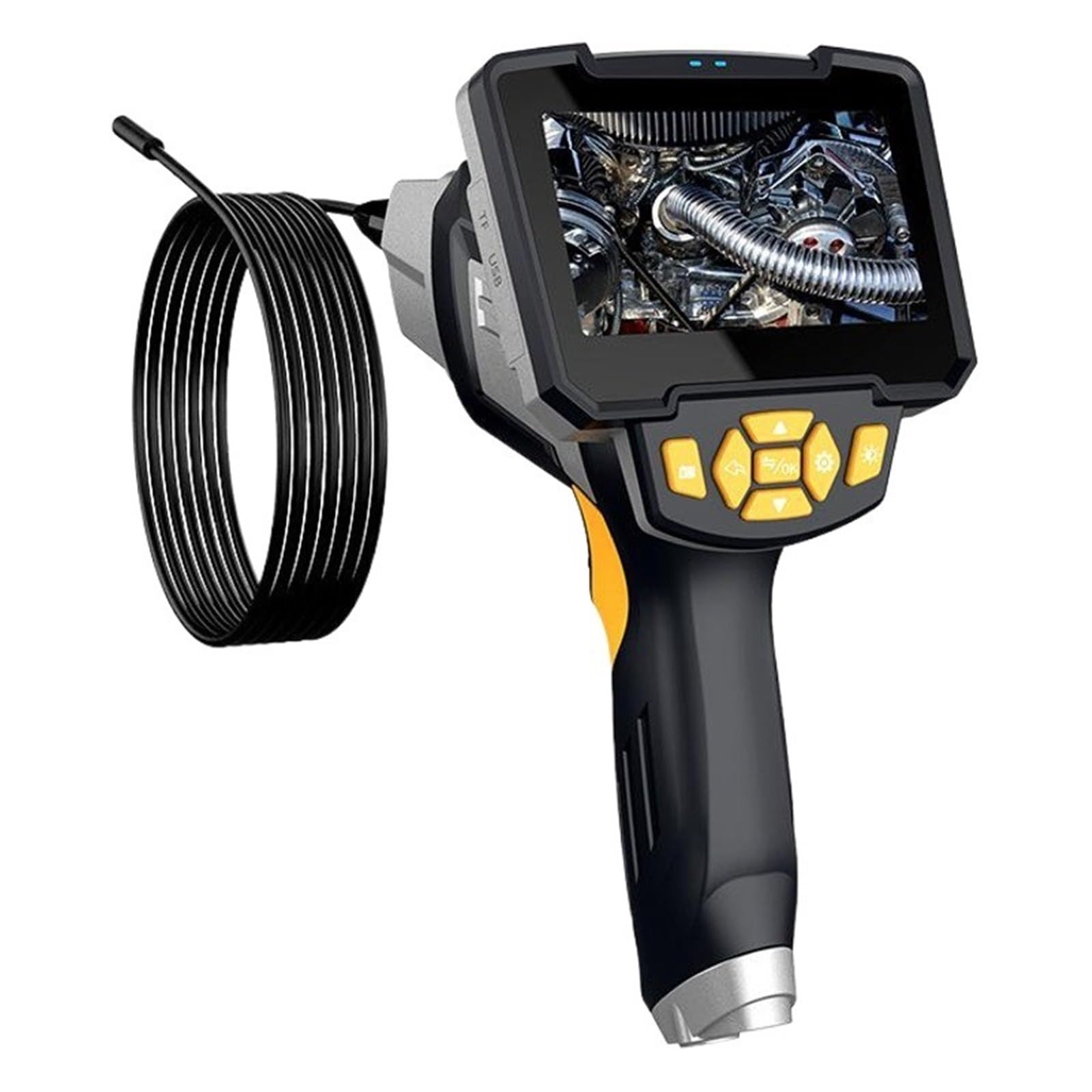Handheld Portable HD Waterproof Endoscope with Screen for Industrial Pipeline Inspection - 5M Cable Length