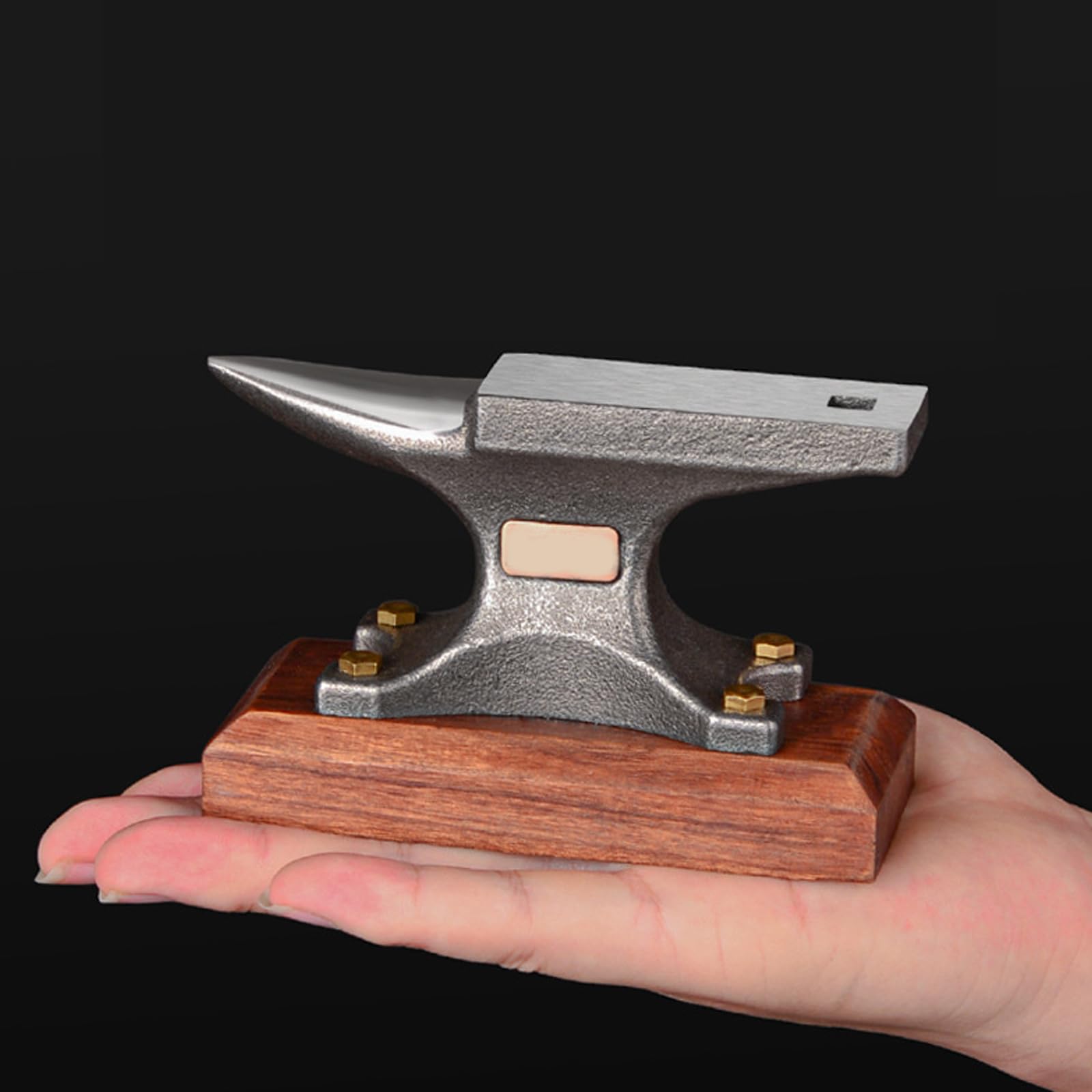Enclume professionnelle en acier pour travaux manuels et forgeage des métaux - Bloc d'outils de bijoutier avec base en bois d'ébène robuste - Enclume de forgeron portable