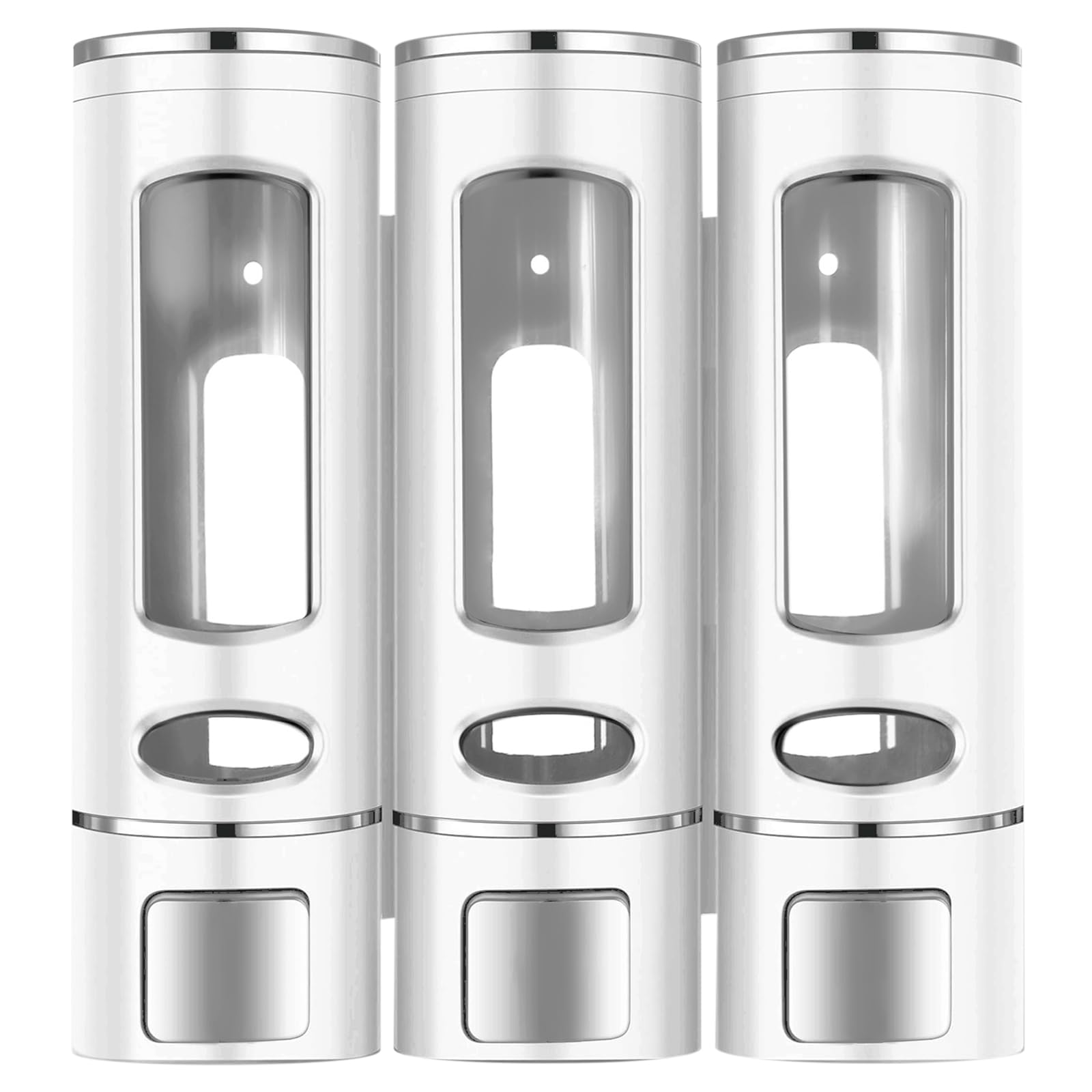 Photo 1 of 3 in 1 Shampoo and Conditioner Dispenser 3 Chamber Wall Mount Bathroom Shower Soap Pump Dispenser Set and Organizer-Holds for Home, Hotel 3x400ml per Cup No Drill(White)