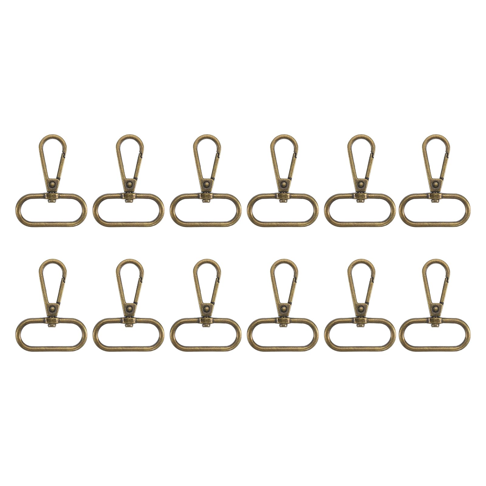 sourcing map 12 Pcs Swivel Clasp Hooks, 1.26 Inch D Ring Swivel Purse Clips for Handbag, Purse Strap Hardware for Bag Making, Push Gate Lobster Clasp, Bronze