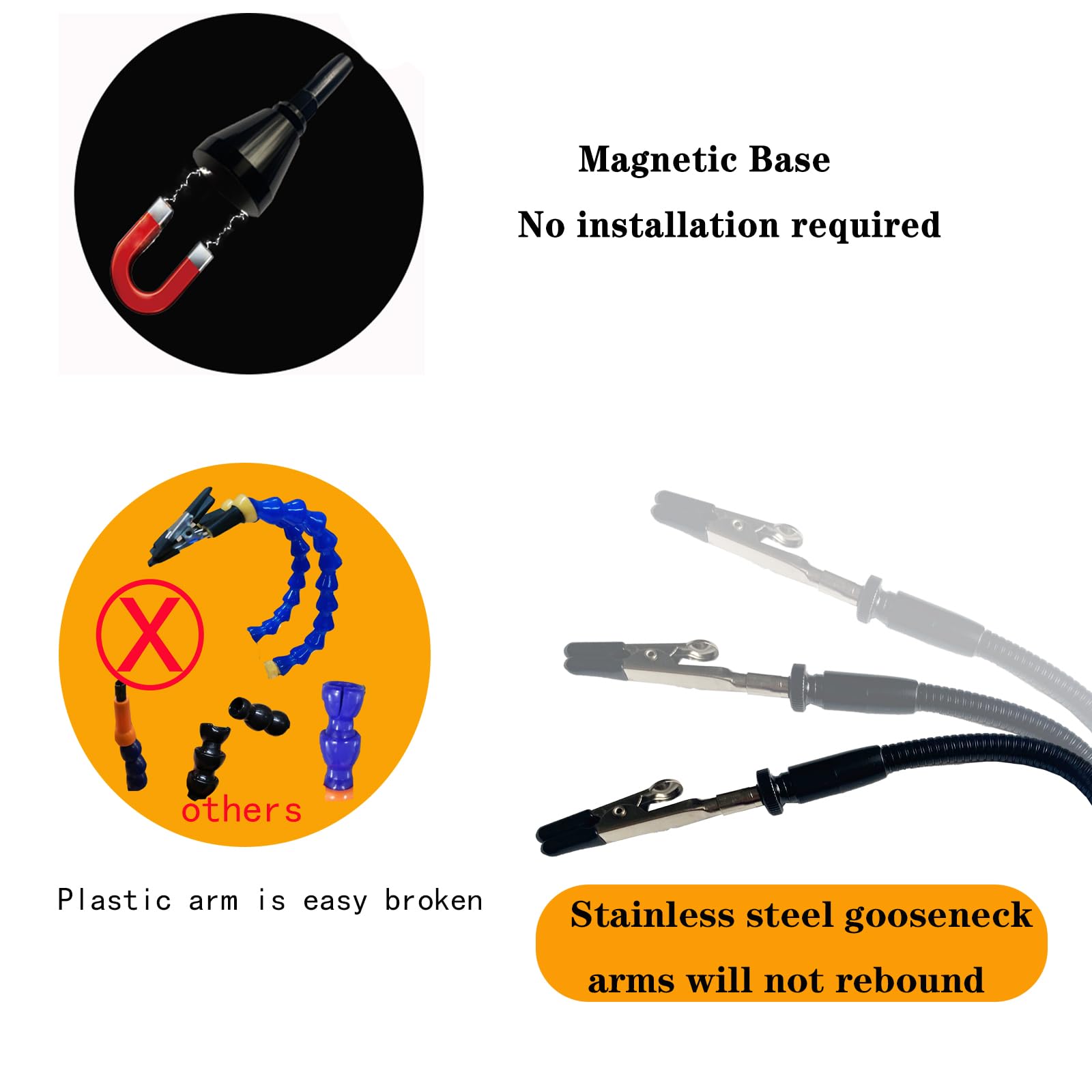 Estación de soldadura magnética con lupa con soporte de hierro de tercera mano con kit de herramientas de soldadura ligera, soporte para PCB, placa base resistente