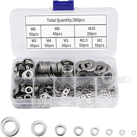 Serplex 360Pcs Stainless Steel Flat Washers Assortment