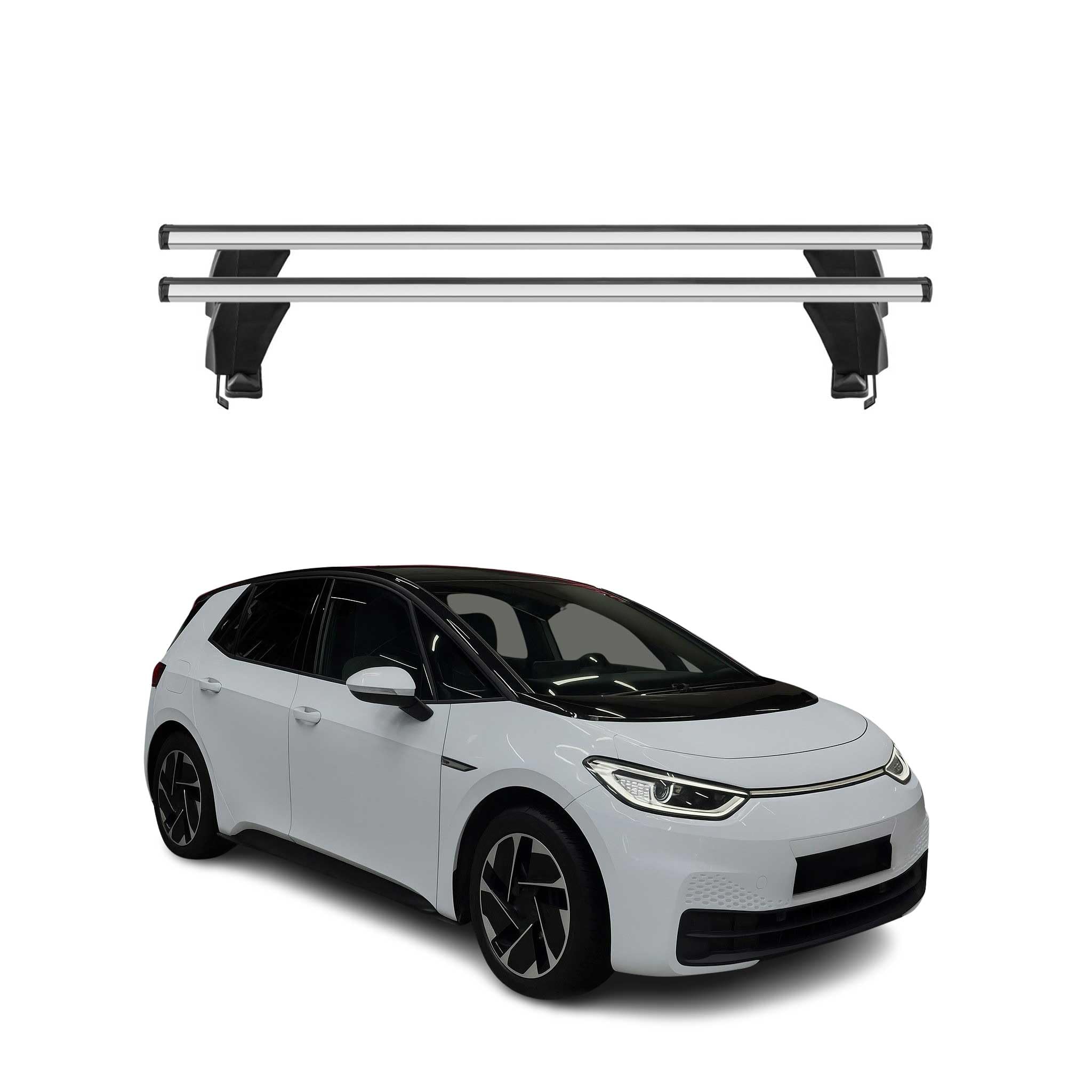 OMAC Poprzeczki aluminiowe do VW ID.3 2020-2026 – Zamykane – Rowek T – City Crash Tested – Nośność 50 kg Szary