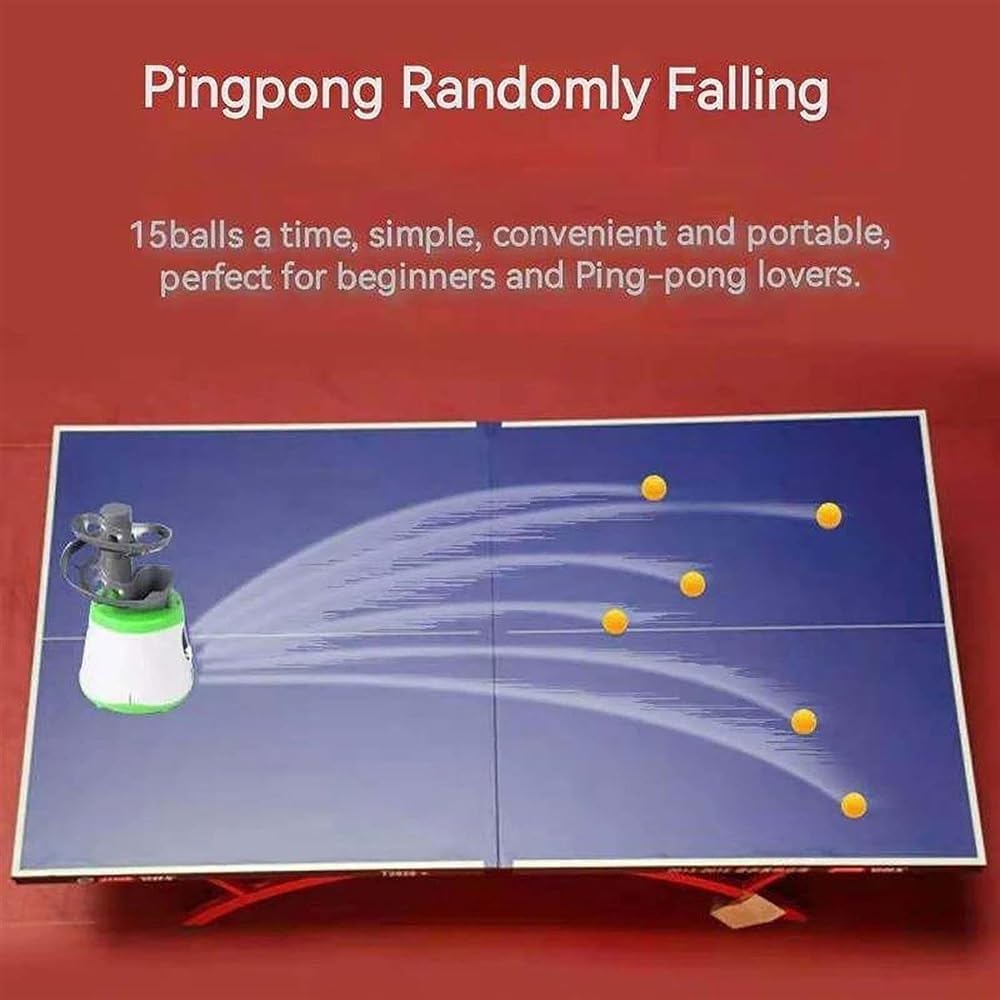 Automatic Table Tennis Machine, Portable Table Tennis Launcher Holds 15 Table Tennis Balls, 1 Click to Launch, Battery Powered, Suitable for Beginners to Practice Training by Themselves