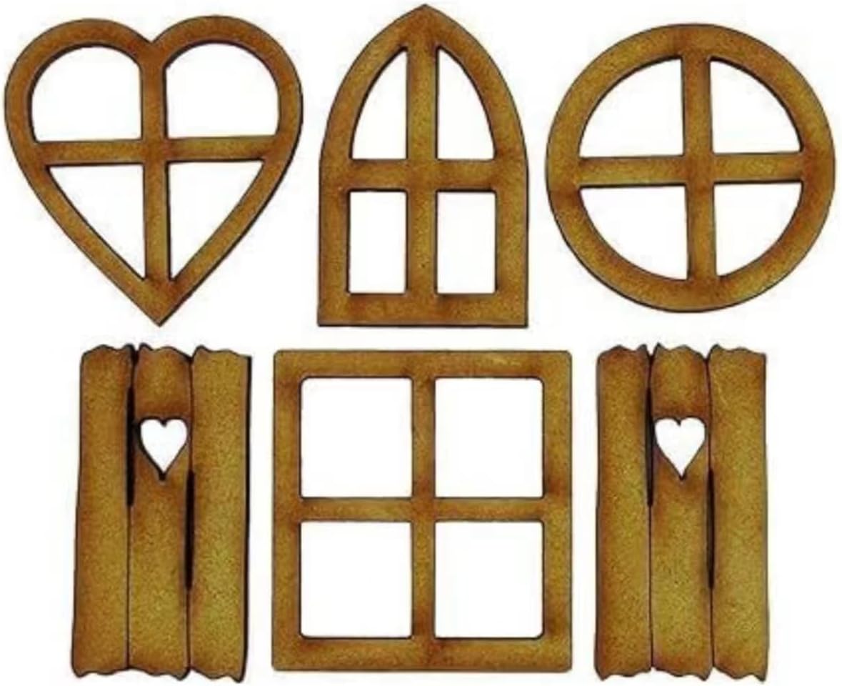 6Pcs Brown Wooden Fairy Garden Door, Blank Door Fairy House Doors and Windows Ornaments Tree Statues for Tree Trunk Yard Decoration, Miniature Gardens Buildings , Garden Sculptures and Statues