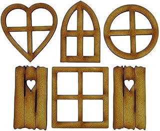 6Pcs Brown Wooden Fairy Garden Door, Blank Door Fairy House Doors and Windows Ornaments Tree Statues for Tree Trunk Yard Decoration, Miniature Gardens Buildings , Garden Sculptures and Statues