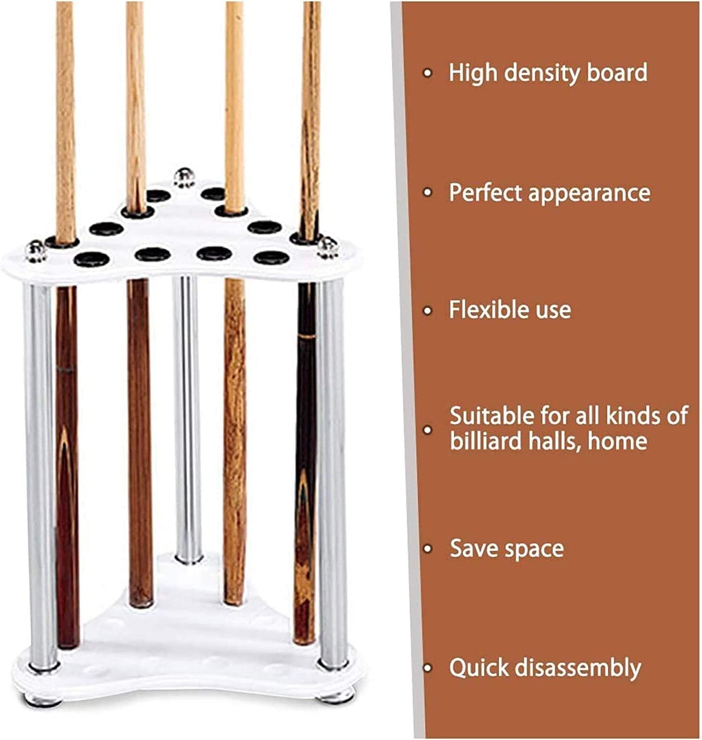 Pool Cue Rack, Pool Sticks Holder,12 Hole Wooden Floor-Standing Pool Cue Placement Rack Billiard Pool Cue Rack Stick Holder Pool Cue Organizers GYL240629(Color:White)