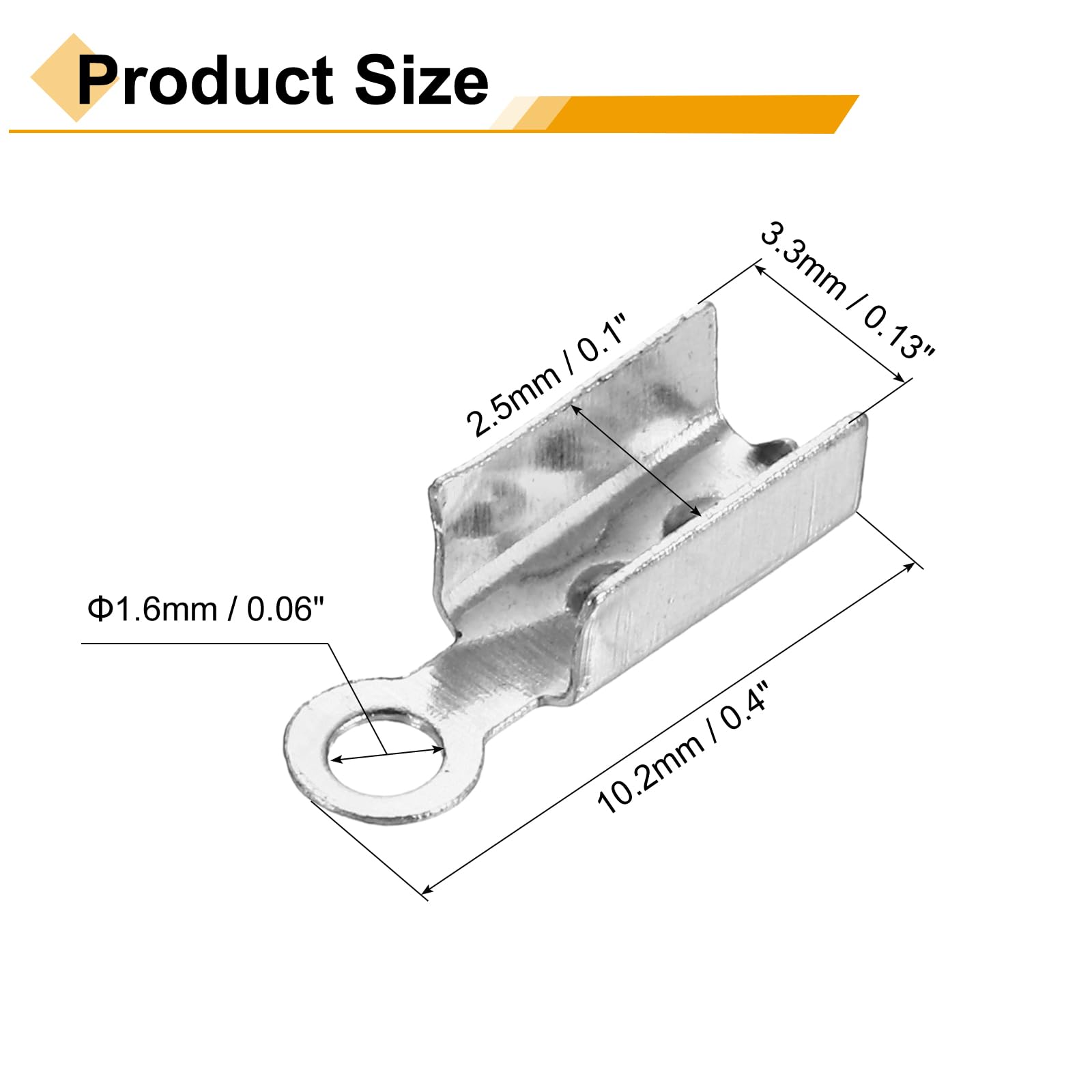 uxcell 400 Pcs Fold Over Cord Ends, 10.2x2.5mm Ribbon Crimp Ends Cap, Clasp Tips for Leather Craft Making DIY (Silver)