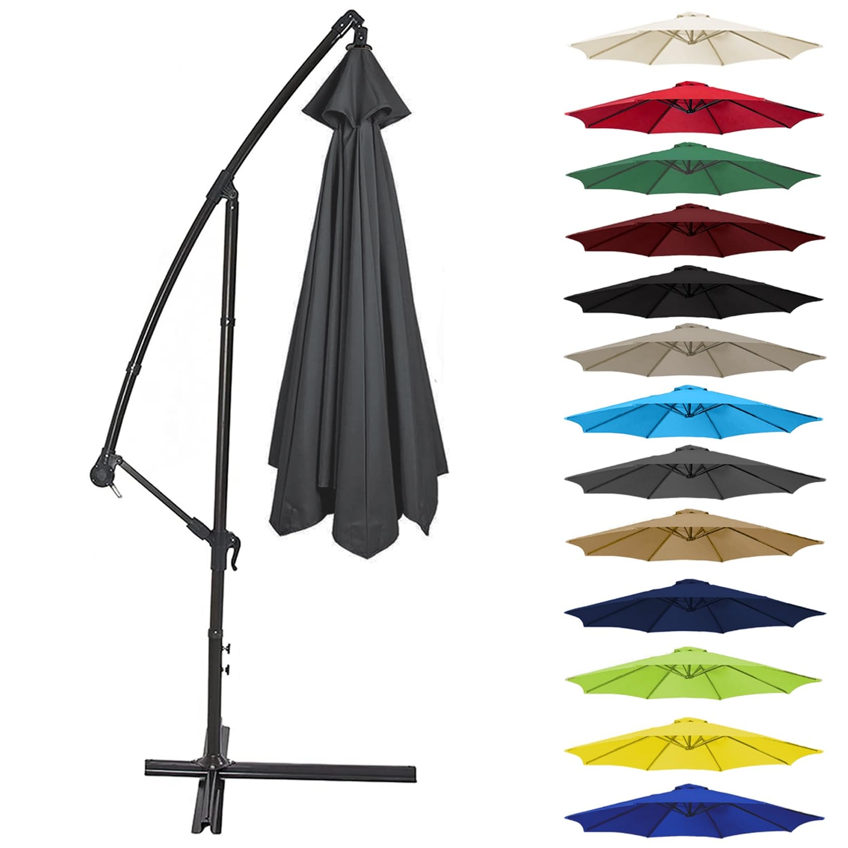 Cmjymx Unisex Gray Canopy Cover 200Cm 2.7M 300Cm (6 Arms/8 Arms) Umbrella Replacement Cloth Cantilever Parasol Top Fabric Cover Uv Protective(Color:,Size:8 Ribs-2.7M(8.8Ft))