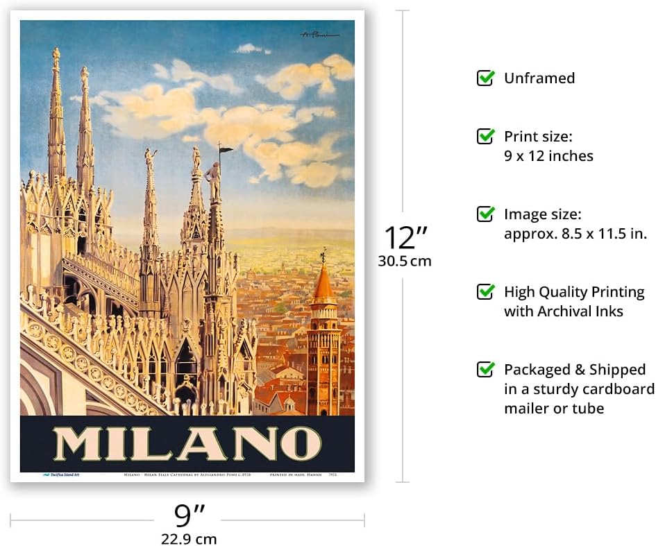 Milano - Milan Italy Cathedral Poster Print image 2