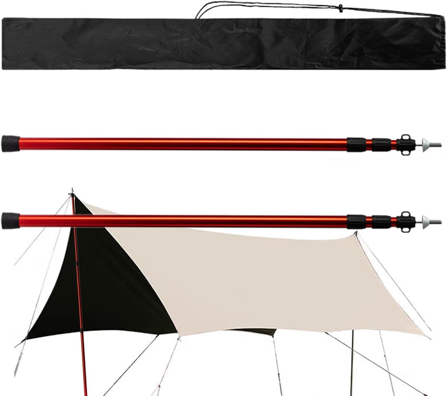 タープポール | 調節可能なタープポール | 伸縮式タープポール、アルミニウムタープポール キャンプ用 タープポール タープポール