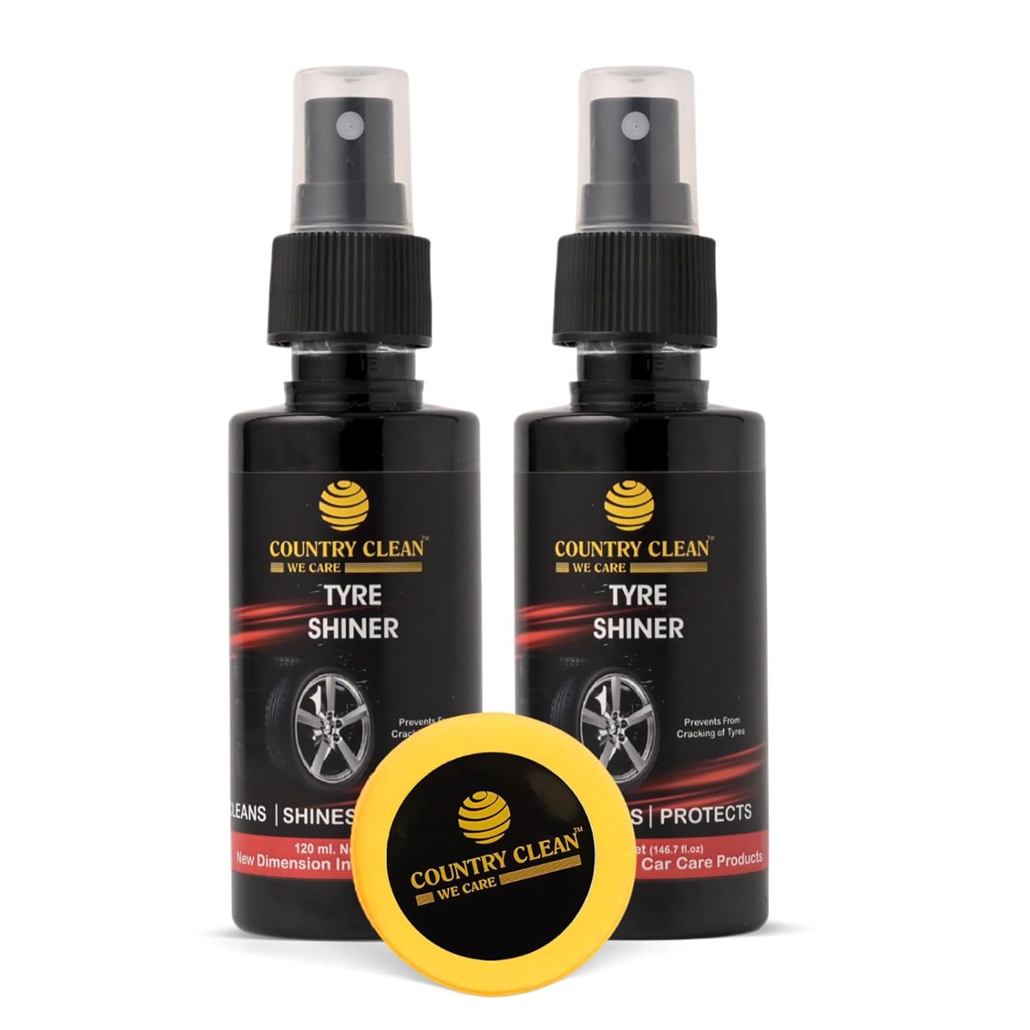 Tyre Shiner for Car and Bike with Applicator, Deep Gloss Finish for Car & Bike Tyres, Long-Lasting Shine & Protection, Non-Greasy Tyre Polish – 120ml x 2 (Pack of 2) Tyre Shiner for Car and Bike with Applicator, Deep Gloss Finish for Car & Bike Tyres, Long-Lasting Shine & Protection, Non-Greasy Tyre Polish – 120ml x 2 (Pack of 2)