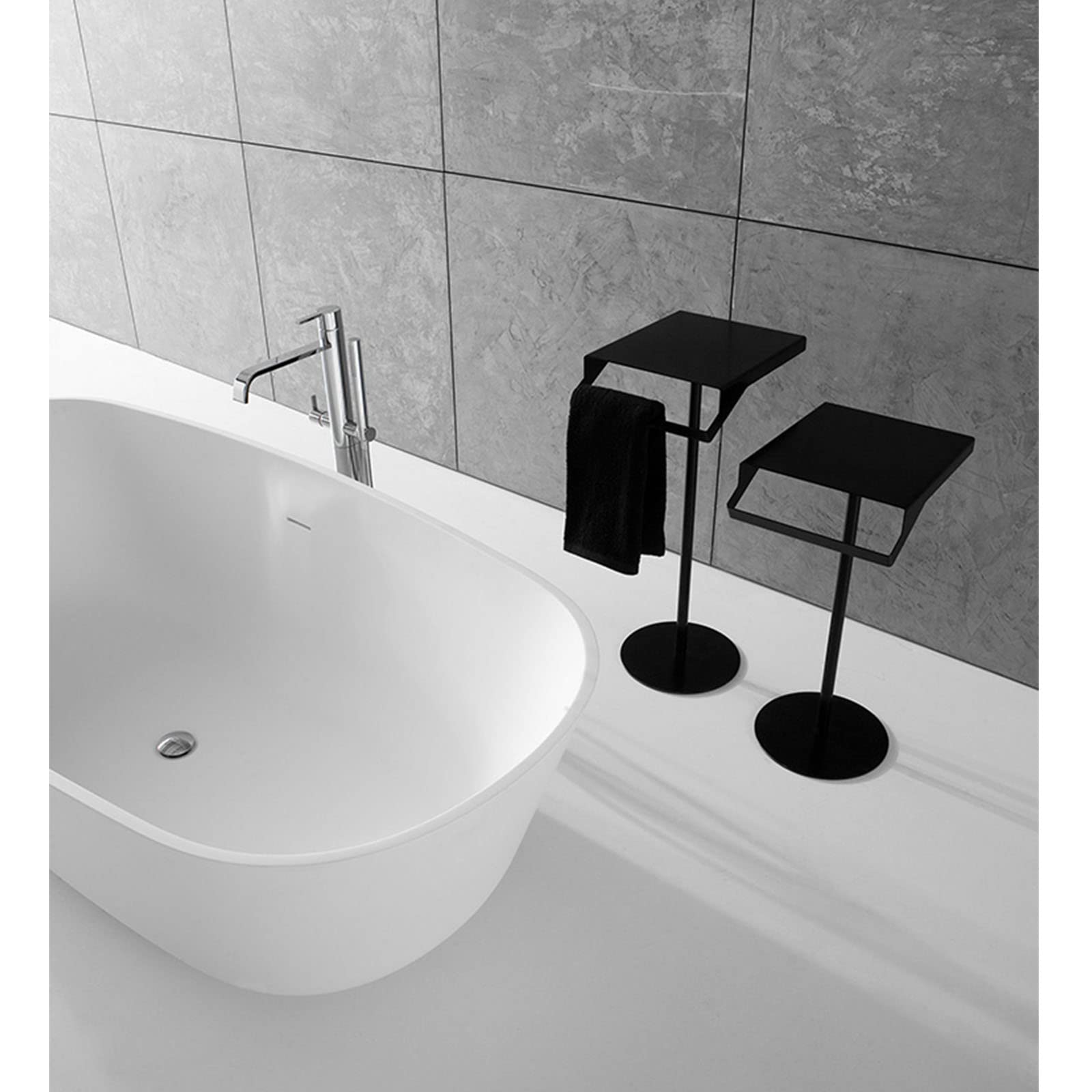Bagno Portasciugamani Portasciugamani Portasciugamani Autoportante, Portasciugamani con Ripiani, Portasciugamani da Piscina per Bagno, Asciugamano, Lavanderia, Nero, Acciaio Inox, Bianco (Acciaio Inox