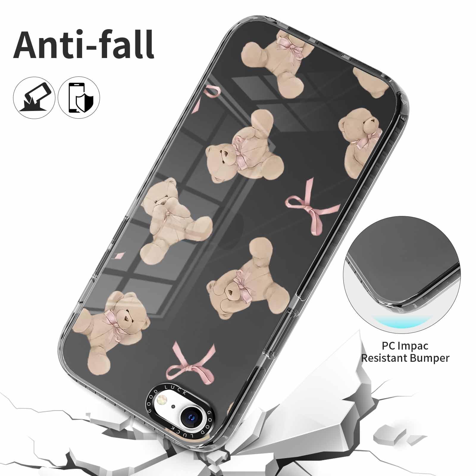Cover Per IPhone SE/8/7 4,7" Yoedge – 2 Pezzi Silicone Trasparente Con Drago – Morbida E Antiurto - 2