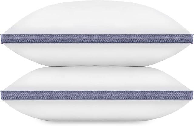 BedStory Pillows 2 Pack, Hotel Quality Luxury Down Alternative Pillows, Soft and Supportive Pillows with Breathable Side Grid Design, for Back, Stomach and Side Sleepers 42 x 70 cm