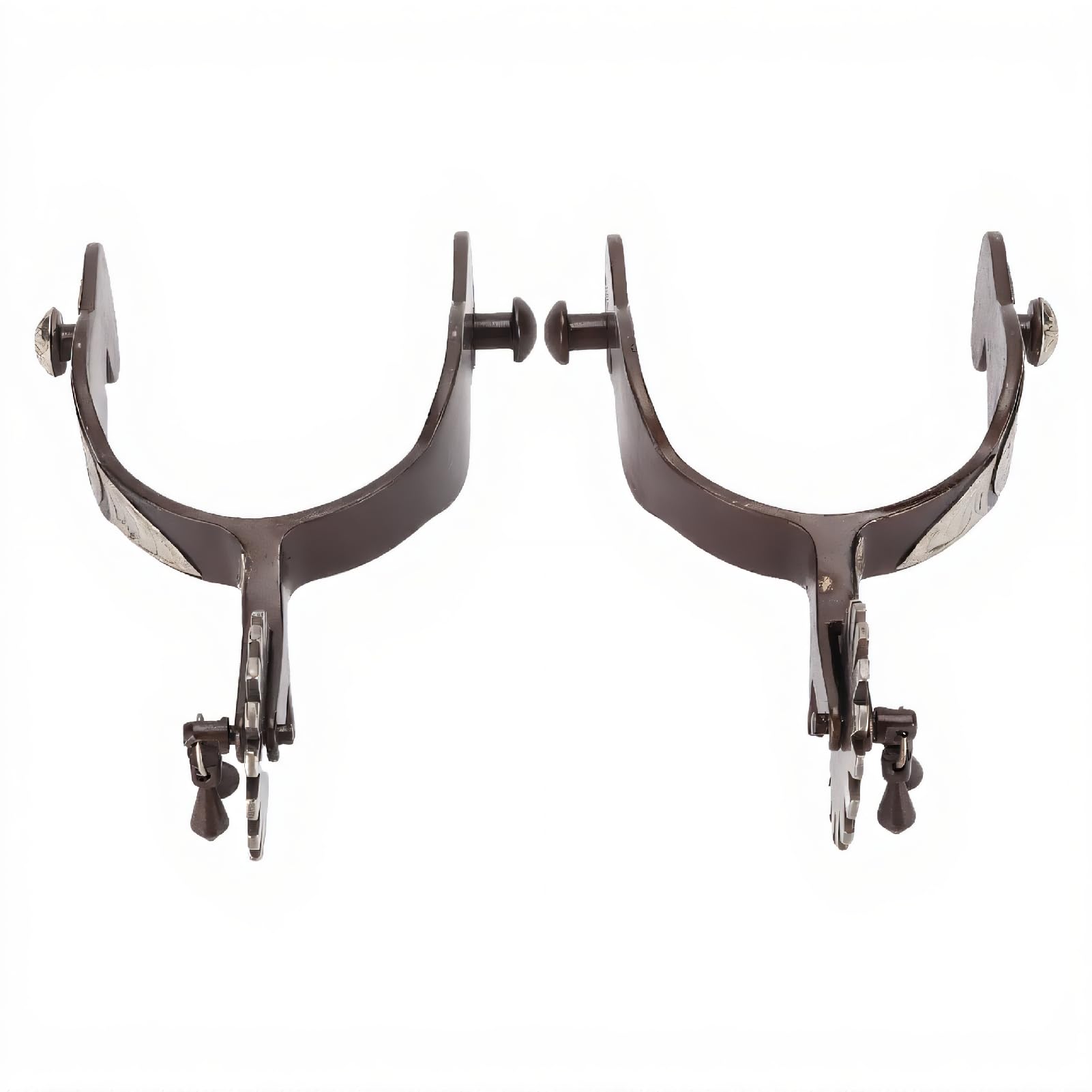 Espuelas Vaqueras para Hombre, 1 Par en Acero con Diseño Floral en Bronce, Estilo Vintage, Ajustables y Hechas a Mano para Botas Occidentales