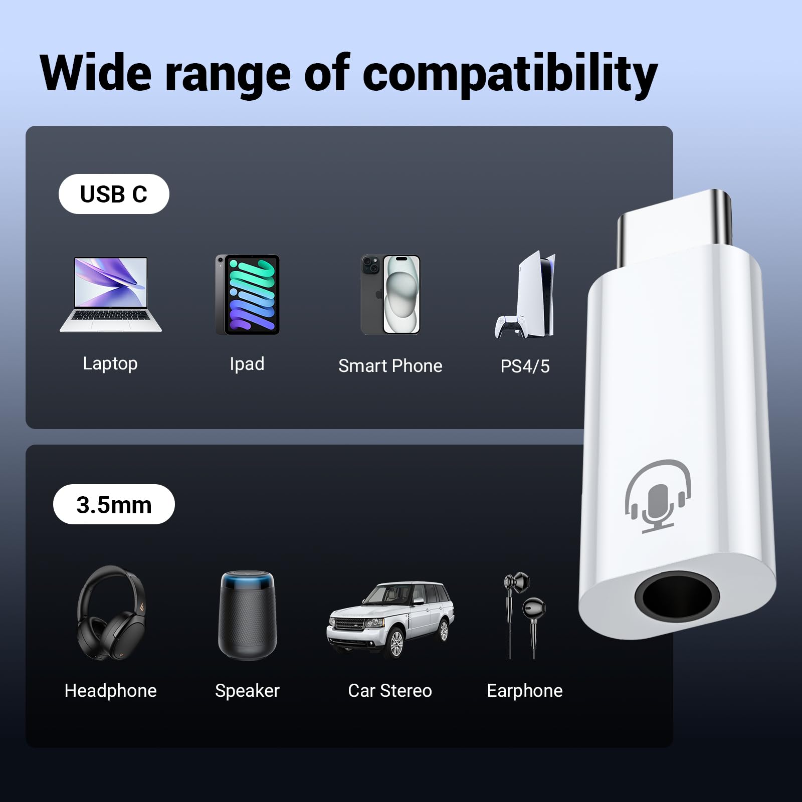 Fidioto Confezione da 4 adattatori da tipo C a jack per cuffie da 3,5 mm, adattatore bianco da jack per cuffie a USB C, compatibile con iPhone 16 Plus/16 Pro Max/Samsung Galaxy/Ultra/iPad Pro/MacBook