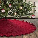Meriwoods Ruffled Knit Tree Skirt 48 Inch, Chunky Knitted Tree Collar for Country Rustic Christmas...