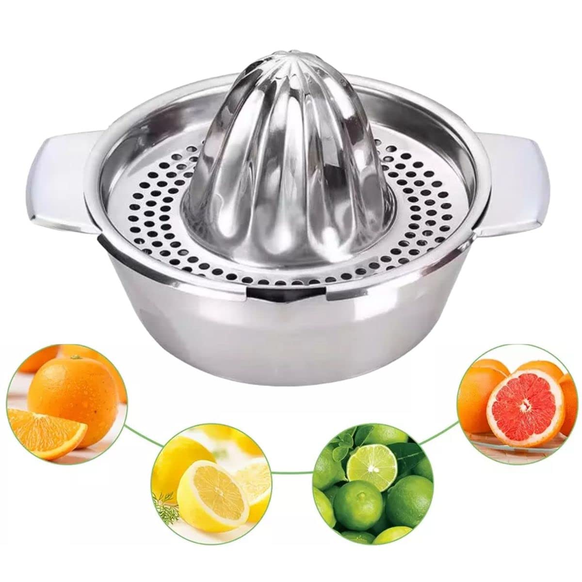 Espremedor Coador De Frutas Manual Em Aço Inox 13x15,5x10cm