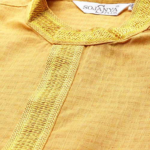 Sojanya PLUS (Since 1958), Men's Cotton checked Kurta with White Churidar Pyjama Set4